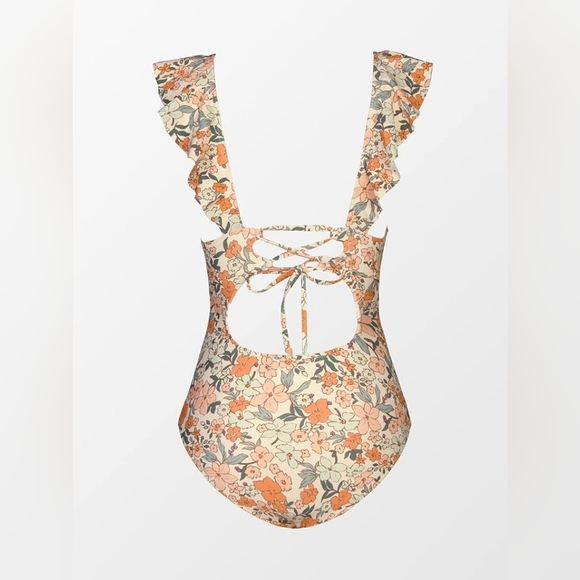 CUPSHE One Piece Swimsuit Ruffled Lace Up Monokini V-neck  Women S - Picture 2 of 6